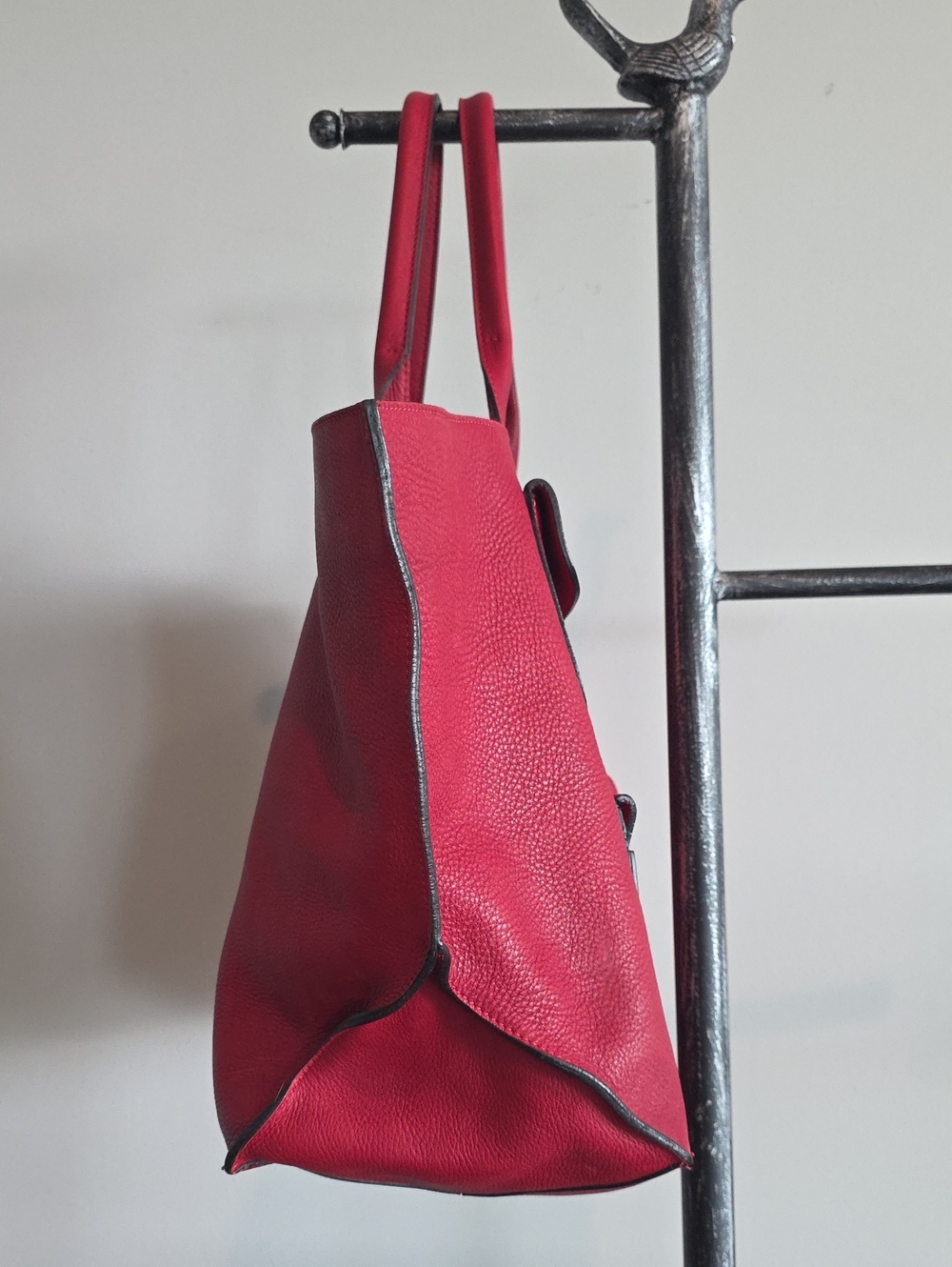 Marni Red Leather Tote Bag with Front Pockets - Picture 8 of 15
